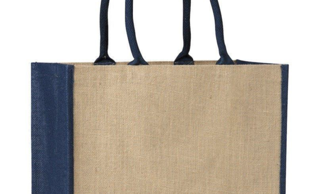 CB20CONTRAST BLUE LAMINATED JUTE SUPER MARKET BAG